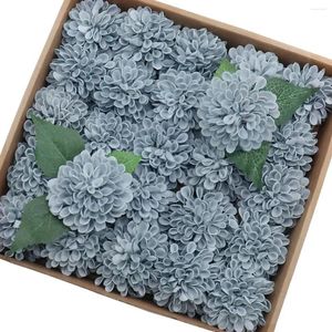 Decorative Flowers Mefier Artificial Foam Flower 25/50pcs Dusty Blue Dahlia Daisy W/Stem For Wedding Bridal Bouquet Table Centerpiece Cake