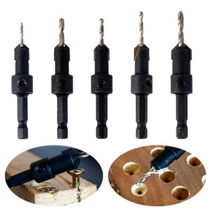 1 st 1/4 hex hex shank countersink borr bit steg borr bit countersänk router bit skruv extraktor för träbearbetning borrning