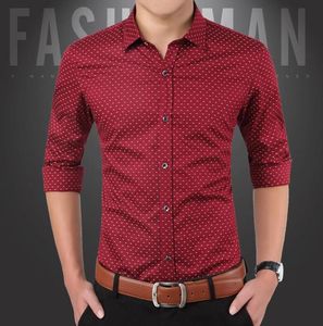 Men039s Długie rękaw Casual Slim Fit Button Down Polka Dot Formal Dress Mężczyzna Mężczyzna odzież 7042366