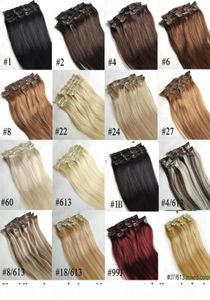 ZZHAIR 16QUOT32QUOT 100 Clip per capelli umani brasiliani Remy su Extension Human Hair 7pcs Set Full Head 70G 80G 100g 120G 140G7554888