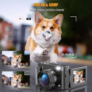 4K Digital Camera for Photography Autofocus 48MP Vlogging Camera with 32GB Card 3" 180F lipScreen Digital Camera with Flash 16X Zoom AntiShake Compact Cameras