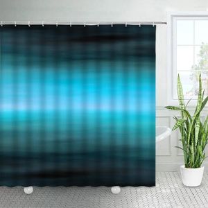 Cortinas de chuveiro cortinas criativas Conjunto de cortinas azuis Black ombre listra abstrata arte oceânica arte moderna decoração de banheiro banheira com ganchos