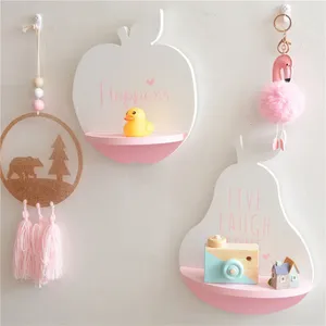 Decorative Plates Cute Fruit Wooden Wall Hanging Bookshelf Decor Shelf Bathroom Organizer For Child Baby Room Decoration Accessories