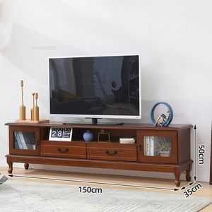 Moderne massive Holz -TV -Ständer Couchtisch Set Home TV Ständer Wohnzimmer Möbel Einfache kleine Wohnung Schlafzimmer Bodenfernsehschrank