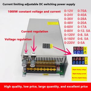 Zasilacz przełącznika 1000W 0-12-24-36-48-60-80-120-220V Prądowy wyświetlacz cyfrowy