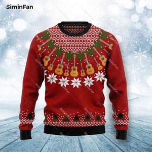 Guitar Rock The Holiday Christmas Sweater 3D Tryckta män Pullover Casual Sweatshirt Par Långärmad skjortor unisex kvinnlig topp