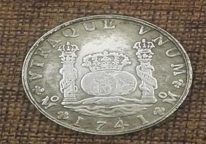 Coluna dupla espanhola 1741 Diâmetro de moeda de prata de moeda de prata antiga de cobre 38mm6554122
