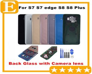 Caixa de vidro da tampa traseira da porta da bateria com adesivo adesivo da capa da lente da câmera para Samsung Galaxy S7 S7 Edge vs S8 S8 PLUS 10PCS5444477