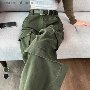 Jeans femminile houzhou y2k jeans pantaloni denim pantaloni da donna a gamba verde gamba maschi