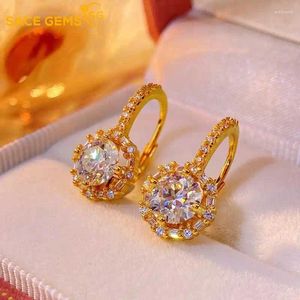 スタッドイヤリングSACE GEMS Luxury GRA Certified1CT Moissanite drop for Women 925 Sterling Silver Diamond Ear Clip Fine Jewelry