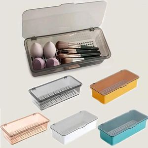 Ящики для хранения пластикового ящика Организатор Clear Vanity Dest и Makeup Holder с крышкой для дисплея в ванной