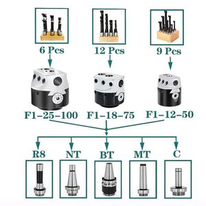 SENO F1 2/3/4 Inch 50/75/100mm F1 Type Boring Head 12/18/25mm Lathe Boring Bar Milling Holder For Milling Machine Tools Wrenche