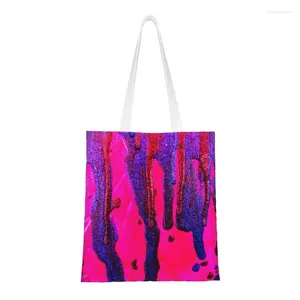 Shoppingväskor blod och glitter nagellack konstpåse axel canvas tote portable manikyr manikyr matvaror shoppare shoppare