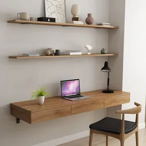 Decorative Plates Wall-Mounted Desk Bookshelf Drawer Combined Wall-Dangling Invisible Solid Wood Corner Writing Computer