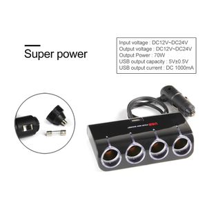 12V-24V biluttag Splitter Automobiles 4 Sockets Cigarettändare Splitter Telefon Charger Car Adapter för MP3 DVR Dropship