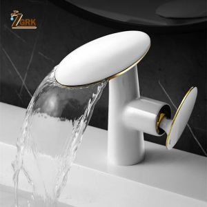 Wasserfall Badezimmer Wasserhahn Messing Heiße und kaltes Becken Wasserhähne Weißer Schwarz Chrom Mxier Wasserhahn Eingang Home Hardware Wasserhahn Wasserhahn