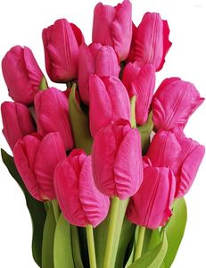 Dekorativa blommor 15 huvuden Artificial Real Touch Tulips Silk Bouquet Room Centerpiece Party Wedding Office Home Decor 13.4 