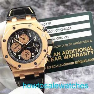 Manlig AP -handledsavträdet Royal Oak Offshore Series 26470or Black Panel 18K Rose Gold Automatic Mechanical Mens Watch 42mm