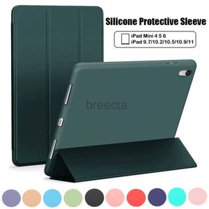 Tablet PC custodie Generazione Coperchio intelligente per iPad Air 2 Air 1 Mini 1 2 3 4 5 6 Pro11 7.9 Ultra Slim PU PC PC traslucido Back Tascent Case per 240411