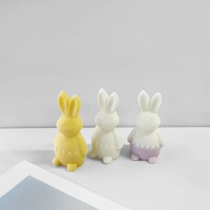 3D Eggshell Rabbit Candle Silicone Mold Easter Bunny Soap Resin Plaster Making Set Chocolate Cake Decor Baking Mould Lovely Gift