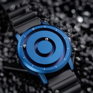 Wristwatches Creative Turntable Men Watch Magnetic Beads Dial Multi-function Wristwatch Rubber Band Unique Quartz Male Clock Relogio