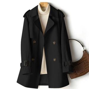 Damen -Casual Trench Coat, Midi Länge Windbrecher, weibliche Oberbekleidung, Frühling, Herbst, große Größe, Schwarz, Khaki, 4xl