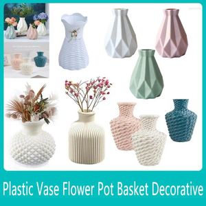 Vase Nordic Style Plastic Vase Base Flower Pot Basket装飾装飾装飾装飾リビングルームの装飾飾り飾り