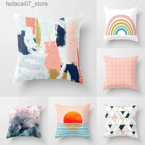 Cushion/Decorative Pillow 45 * 45cm home decoration abstract geometric sunset rainbow pink case bed living room sofa office chair cushion cover