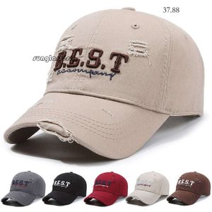 baseball cap New American Duck Tongue Women's Broken Embroidered Men's Worn Out Face Small Sunshade Soft Top Baseball Hat