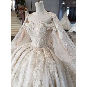 Exquisite Appliques Sequined Bride Elegant Sweetheart Off The Shoulder Long Sleeves Chapel Train Ball Gowns Wedding Dress