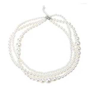 Ketten Y1ub Elegante Mehrschicht -Imitation Perlenkette für Frauen Vintage Hochzeitsmodus Statement Chokerkragen Party Schmuck Geschenk