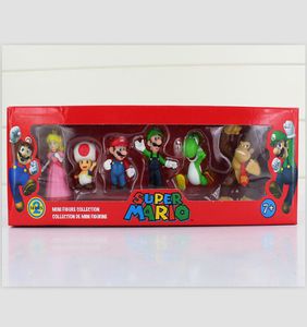 Süper Bros Luigi Donkey Kong Şeftali Aksiyon Figürleri 6pcs/Set Yoshi Figür Hediye2186824