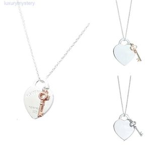 Designer Kvinnor Originalkvalitet hänge halsband hjärta och nyckelhänge halsband för kvinnor silver sterling lyx Jeawelry