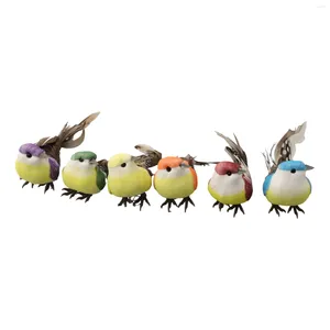 Decorative Figurines Durable Useful Artificial Bird Ornament Perched Tree Woodland Fake Feather Garden Miniature Simulation 6pcs Christmas