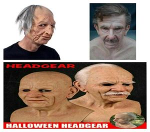 Party Masks Old Man Scary Mask Halloween Full Head Lateks Cosplay Zabawna twarz Kobieta Realistyczny kask Adult8281756