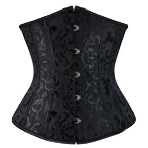 Frauen Gothic Sexy Underbust Korsett Taillentrainer schlampiger Dessous Shapewear Schnürung Guldeling Satin Korselete Plus Größe