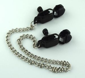 Novo fêmea de metal preto aço inoxidável clipes Clips Stimulululador de mamilos Cadeia de escravidão para escravidão BDSM Products S6285837