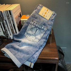 Мужские джинсы летние джинсовые шорты2024nual тонкие высококачественные и модные отпечатанные прямые шорт-брюки модные бренд. Случайные голубые шорты