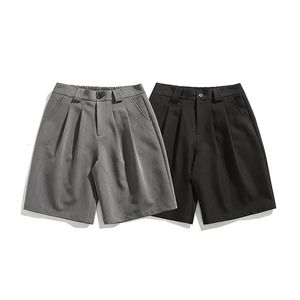 Homens verão solto causal moda vintage terno versátil shorts cityboy streetwear calças curtas para o homem 240411