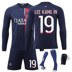 2324 Paris Home Long Sleeved 7 Mbappe 10 Neymar 19 Li Gangren Adult and Childrens Training Shirt