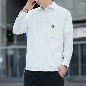 Мужские повседневные рубашки белая рубашка для мужчин удобно знак 