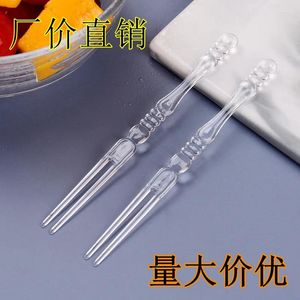 Disposable Flatware Fruit Fork Transparent Bamboo Joint Stick Independent Packaging Ok Ktv Bar Plastic Insert Thick