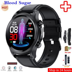 Tittar på medicinsk kvalitet E400 Smart Watch Men ECG PPG HRV PTT blodsocker blodtryck syre kroppstemperatur äldre hälsa smartur