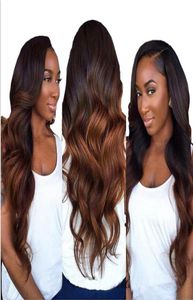 Ombre Brazilian Blonde Human Hair Bundles With Closure Cheap Body Wave Hair Weave With Lace Closure Dark Brown Virgin Hair Extensi7334317