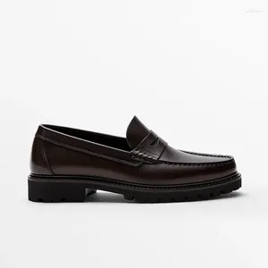 Casual Shoes hochwertige Leder-Männer-British Business Applices Black Cowhide Flat Flach komfortable einbeinige, faule Laobers