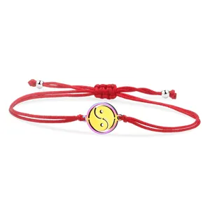 Charm armband guldpläterade rostfritt stål yin och yang tai ji armband kvinnor barn 2024 mode fengshui röd sträng lycklig smycken henne