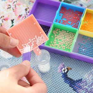 HOMFUN 6 Grid Color Tray Palette Diamond Painting Tools Kits Embroidery Beading Point Drill Cross Stitch Sewing Accessories