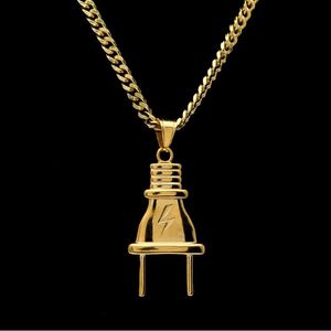 Tappo di illuminazione hip hop a luppolo in oro 14K con collana a ciondolo con gioielli a catena cubana lunga 70 cm249K249K