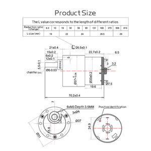 520-37Gear Silnik 12 V DC Silnik Reducer z prędkościami Halla Encoder Robot Duże metalowe zęby silnikowe