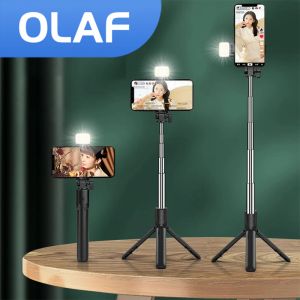 Sticks Mini Selfie Stick Photo Uchwyt rozszerzalny statyw na żywo Wsparcie All Smartfony Bluetooth Zdalne sterowanie z światłem wypełniającym